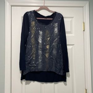 Bella Amore Sequin Ombré top with side buttons